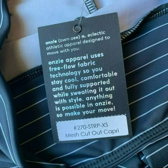 Onzie flow womens black and white striped capri leggings with mesh detail - XS - Picture 6 of 13